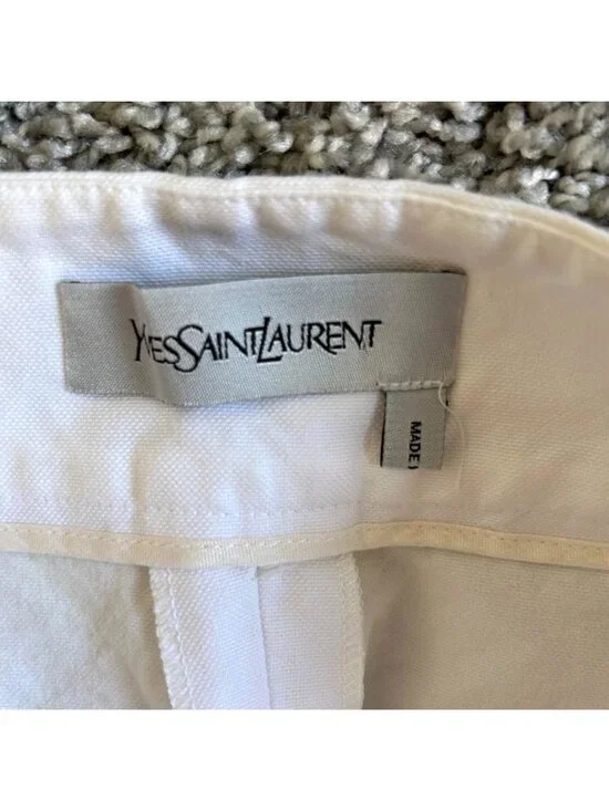 Vintage Yves Saint Laurent Women's Sz Small White High-Waist Cotton Shorts - Picture 6 of 12